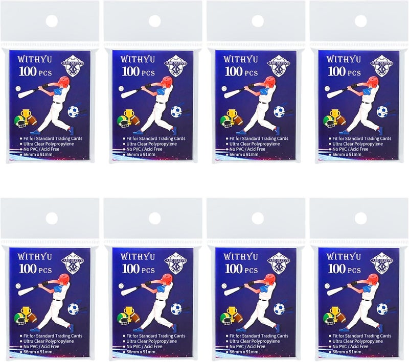 WITHYU 800 Pcs Soft Trading Card Sleeves, Top Loading Penny Card Sleeves for Standard Cards 2.5" X 3.5"，Ultra-Clear Card Protector for Game Cards, Baseball,Sports Cards,Mini Photos - Image 1